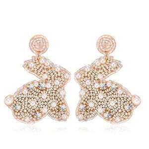 🐰 Beaded Sparkling Easter Bunny Earrings